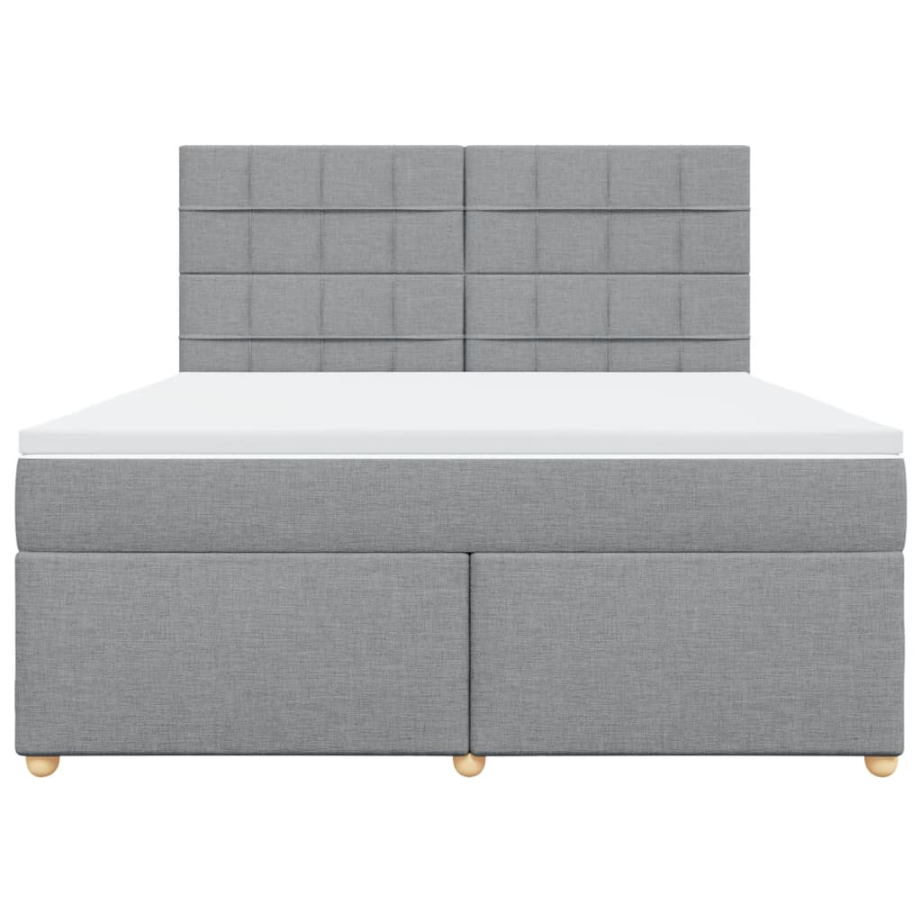Κρεβάτι Boxspring με Στρώμα Ανοιχτό Γκρι 180x200 εκ. Υφασμάτινο