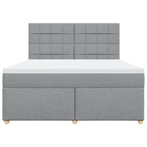 Κρεβάτι Boxspring με Στρώμα Ανοιχτό Γκρι 180x200 εκ. Υφασμάτινο