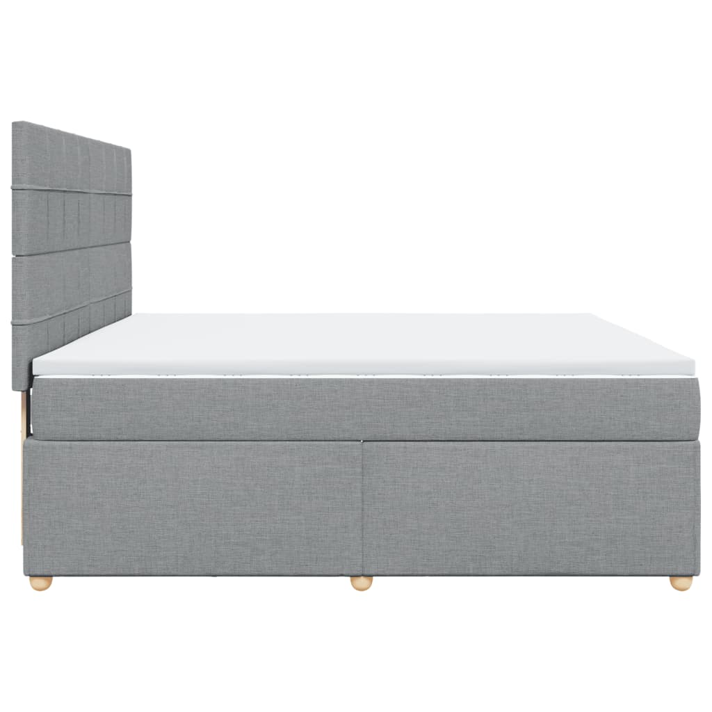 Κρεβάτι Boxspring με Στρώμα Ανοιχτό Γκρι 180x200 εκ. Υφασμάτινο