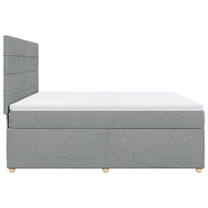 Κρεβάτι Boxspring με Στρώμα Ανοιχτό Γκρι 180x200 εκ. Υφασμάτινο