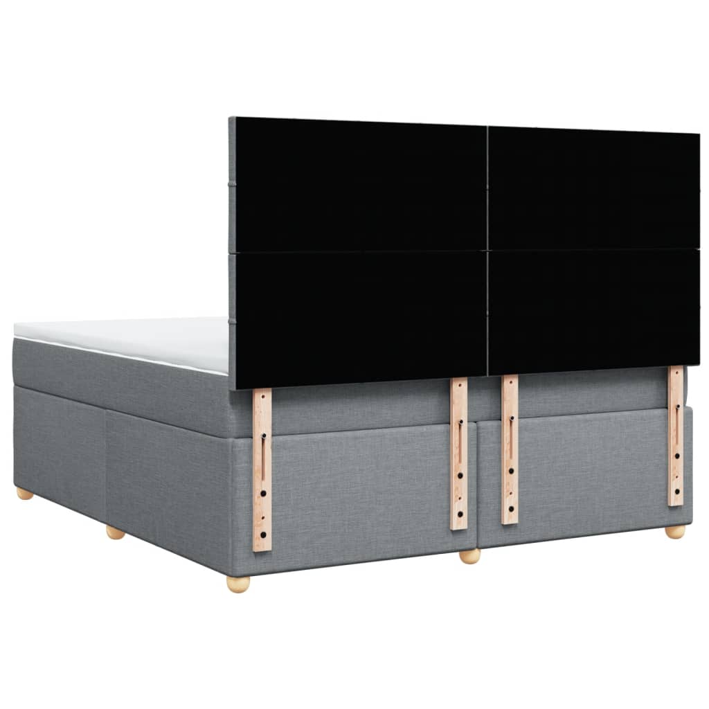 Κρεβάτι Boxspring με Στρώμα Ανοιχτό Γκρι 180x200 εκ. Υφασμάτινο