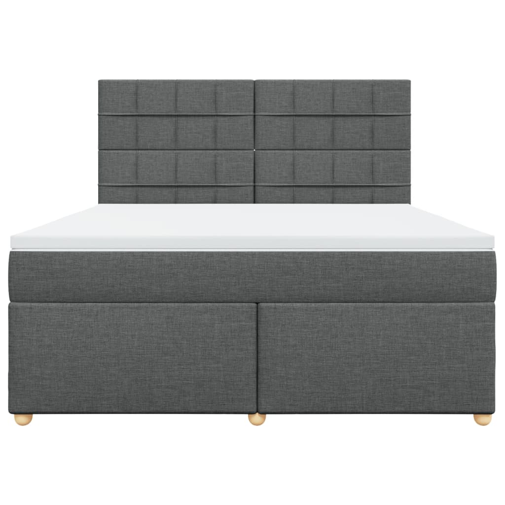 Κρεβάτι Boxspring με Στρώμα Σκούρο Γκρι 180x200 εκ Υφασμάτιν - Pakobazaar