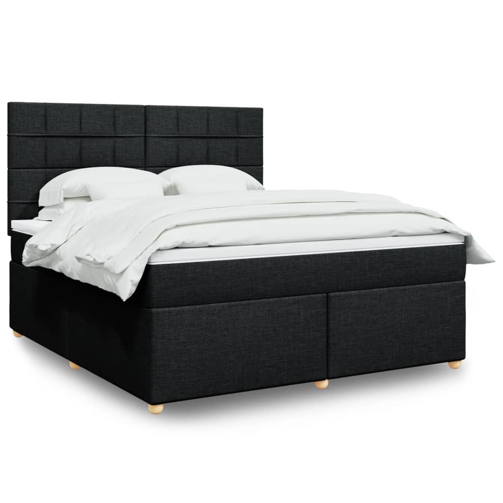 Κρεβάτι Boxspring με Στρώμα Μαύρο 180x200 εκ. Υφασμάτινο - Pakobazaar