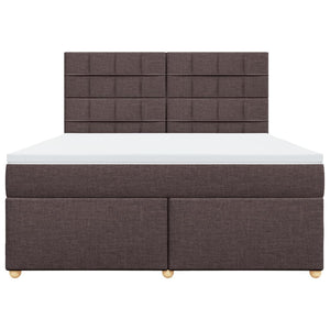 Κρεβάτι Boxspring με Στρώμα Σκούρο Καφέ 180x200 εκ Υφασμάτινο - Pakobazaar