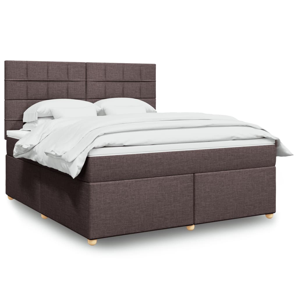 Κρεβάτι Boxspring με Στρώμα Σκούρο Καφέ 180x200 εκ Υφασμάτινο - Pakobazaar