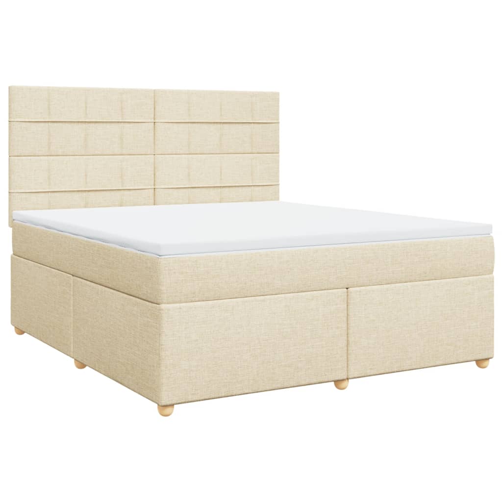 Κρεβάτι Boxspring με Στρώμα Κρεμ 180x200 εκ. Υφασμάτινο