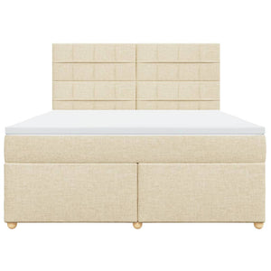 Κρεβάτι Boxspring με Στρώμα Κρεμ 180x200 εκ. Υφασμάτινο - Pakobazaar