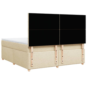 Κρεβάτι Boxspring με Στρώμα Κρεμ 180x200 εκ. Υφασμάτινο - Pakobazaar