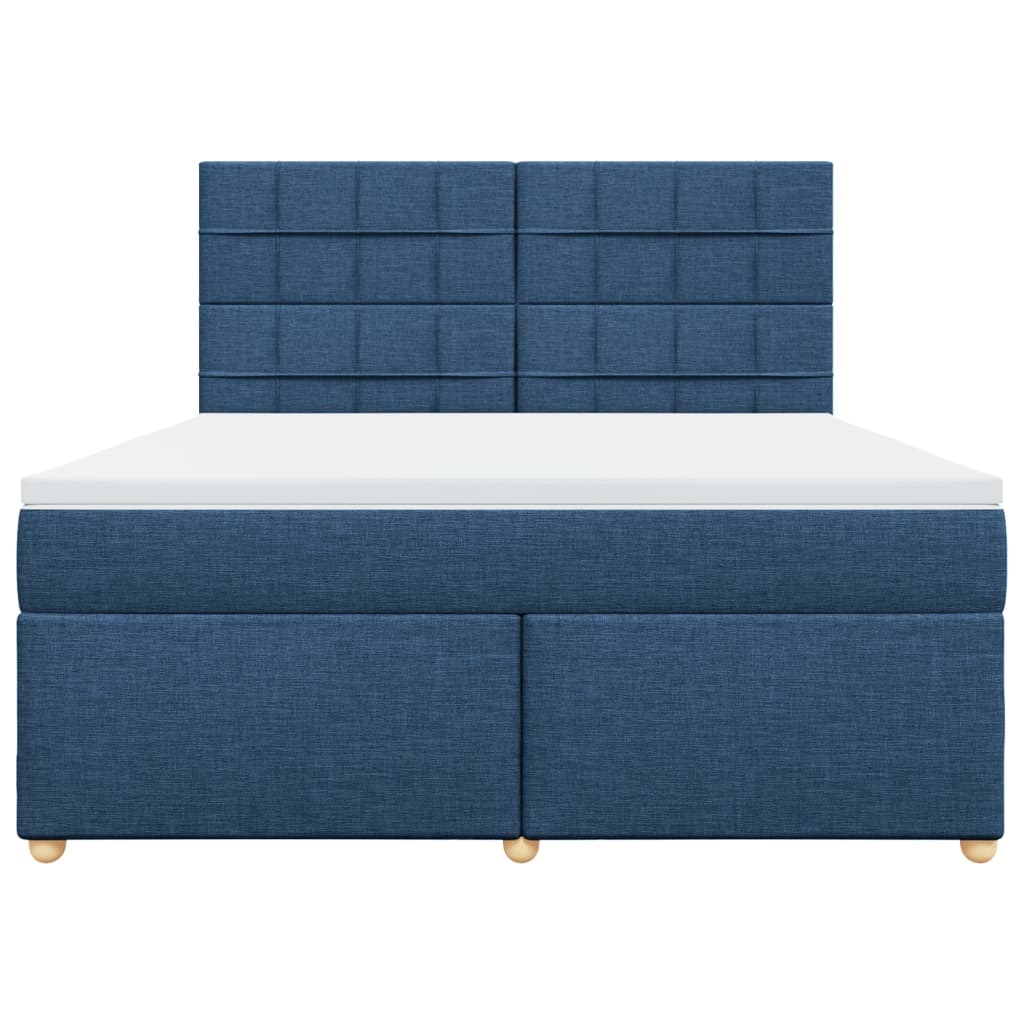 Κρεβάτι Boxspring με Στρώμα Μπλε 180x200 εκ. Υφασμάτινο - Pakobazaar