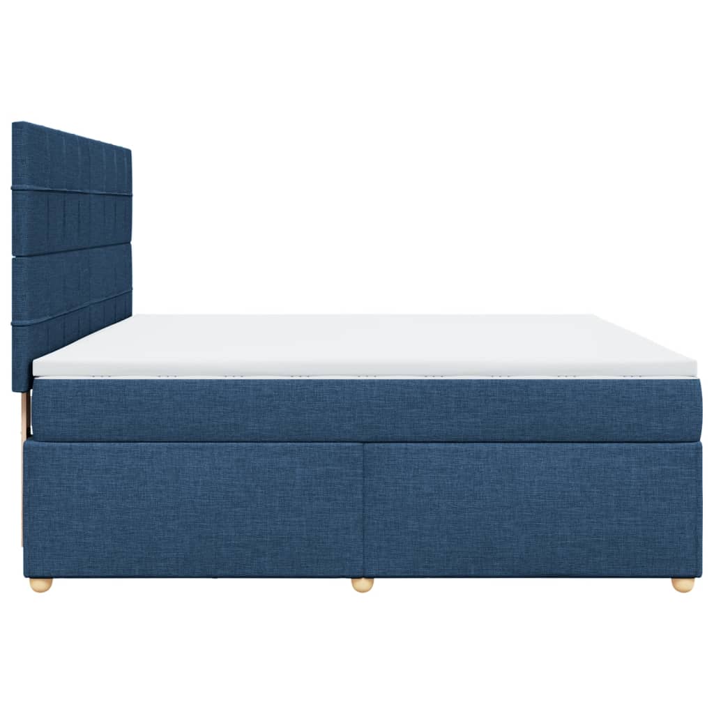 Κρεβάτι Boxspring με Στρώμα Μπλε 180x200 εκ. Υφασμάτινο - Pakobazaar