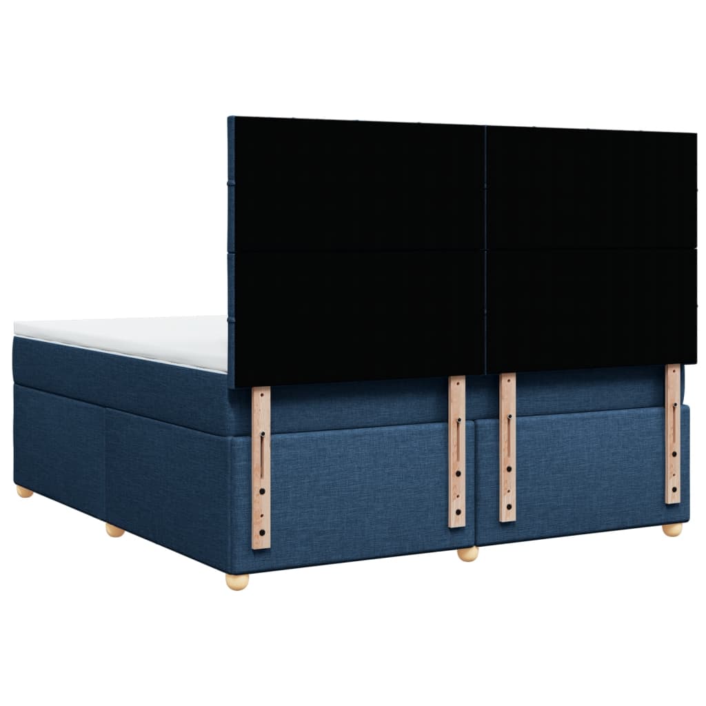 Κρεβάτι Boxspring με Στρώμα Μπλε 180x200 εκ. Υφασμάτινο - Pakobazaar