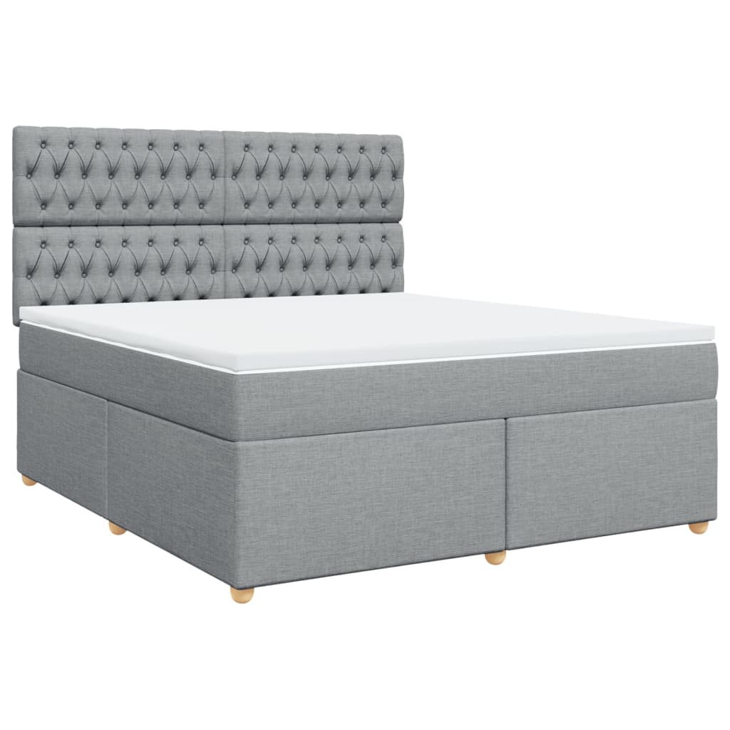 Κρεβάτι Boxspring με Στρώμα Ανοιχτό Γκρι 180x200 εκ. Υφασμάτινο - Pakobazaar