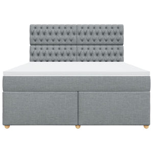 Κρεβάτι Boxspring με Στρώμα Ανοιχτό Γκρι 180x200 εκ. Υφασμάτινο - Pakobazaar