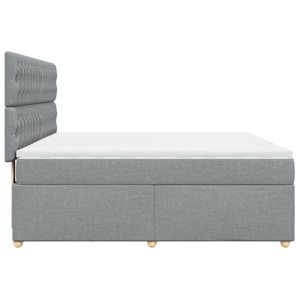 Κρεβάτι Boxspring με Στρώμα Ανοιχτό Γκρι 180x200 εκ. Υφασμάτινο - Pakobazaar