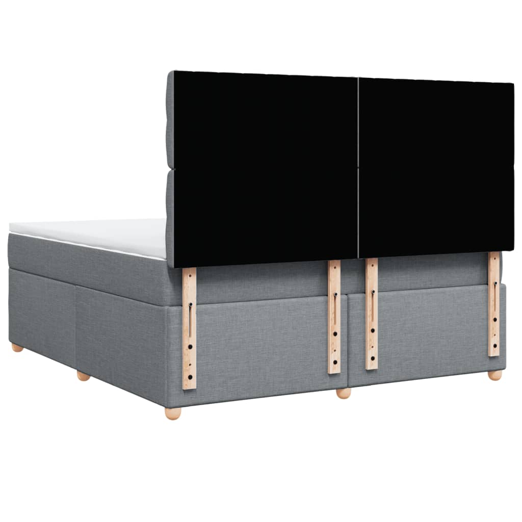 Κρεβάτι Boxspring με Στρώμα Ανοιχτό Γκρι 180x200 εκ. Υφασμάτινο - Pakobazaar