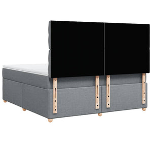 Κρεβάτι Boxspring με Στρώμα Ανοιχτό Γκρι 180x200 εκ. Υφασμάτινο - Pakobazaar