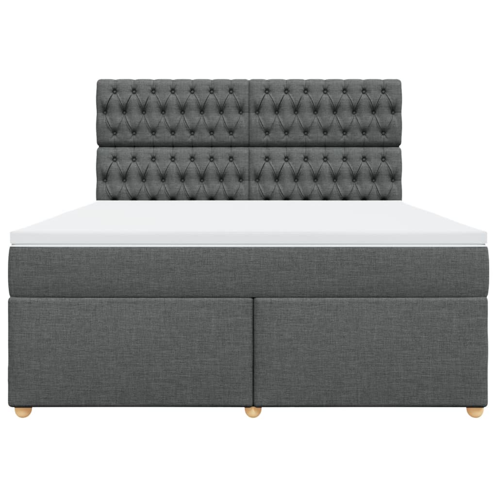 Κρεβάτι Boxspring με Στρώμα Σκούρο Γκρι 180x200 εκ Υφασμάτιν - Pakobazaar