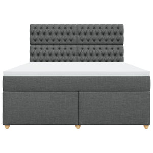 Κρεβάτι Boxspring με Στρώμα Σκούρο Γκρι 180x200 εκ Υφασμάτιν - Pakobazaar