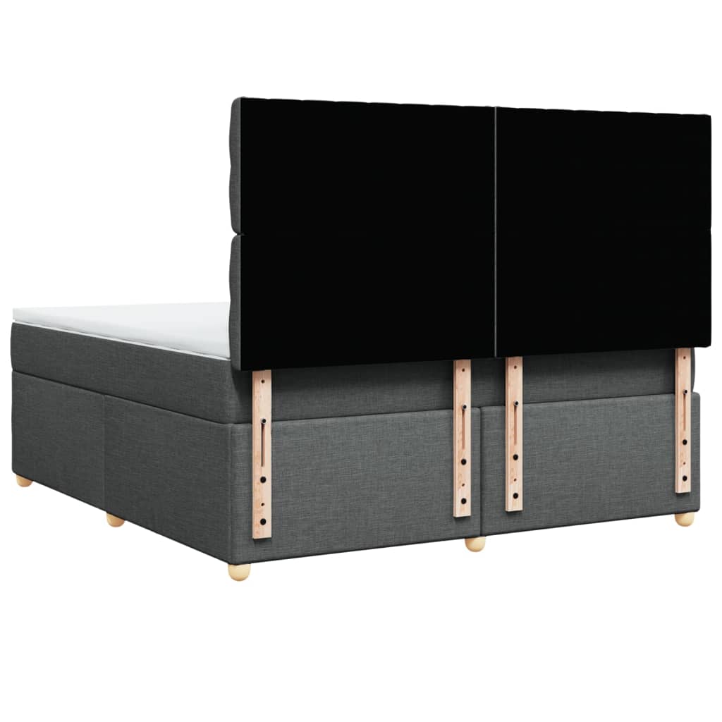 Κρεβάτι Boxspring με Στρώμα Σκούρο Γκρι 180x200 εκ Υφασμάτιν - Pakobazaar