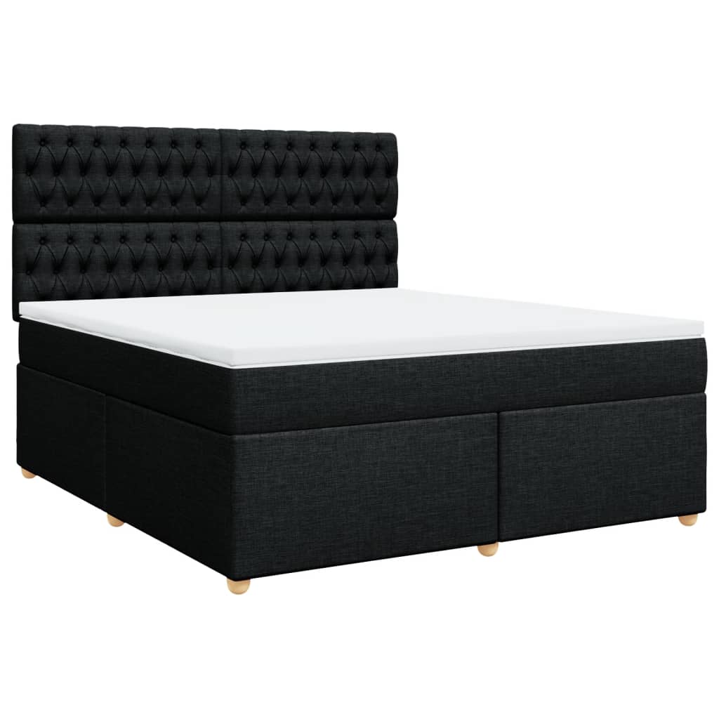 Κρεβάτι Boxspring με Στρώμα Μαύρο 180x200 εκ. Υφασμάτινο