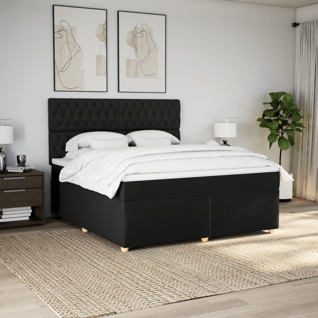 Κρεβάτι Boxspring με Στρώμα Μαύρο 180x200 εκ. Υφασμάτινο