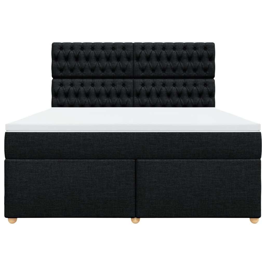 Κρεβάτι Boxspring με Στρώμα Μαύρο 180x200 εκ. Υφασμάτινο