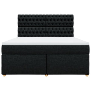 Κρεβάτι Boxspring με Στρώμα Μαύρο 180x200 εκ. Υφασμάτινο - Pakobazaar