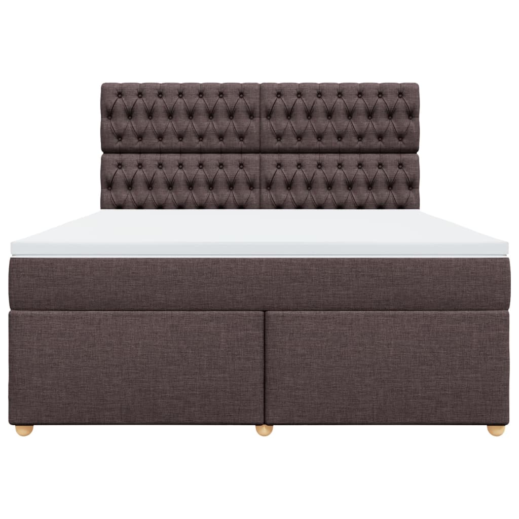Κρεβάτι Boxspring με Στρώμα Σκούρο Καφέ 180x200 εκ Υφασμάτινο