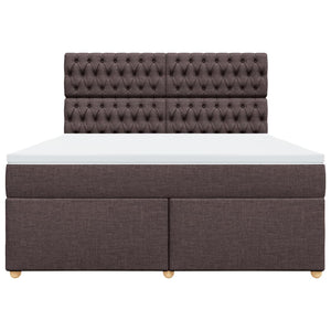Κρεβάτι Boxspring με Στρώμα Σκούρο Καφέ 180x200 εκ Υφασμάτινο