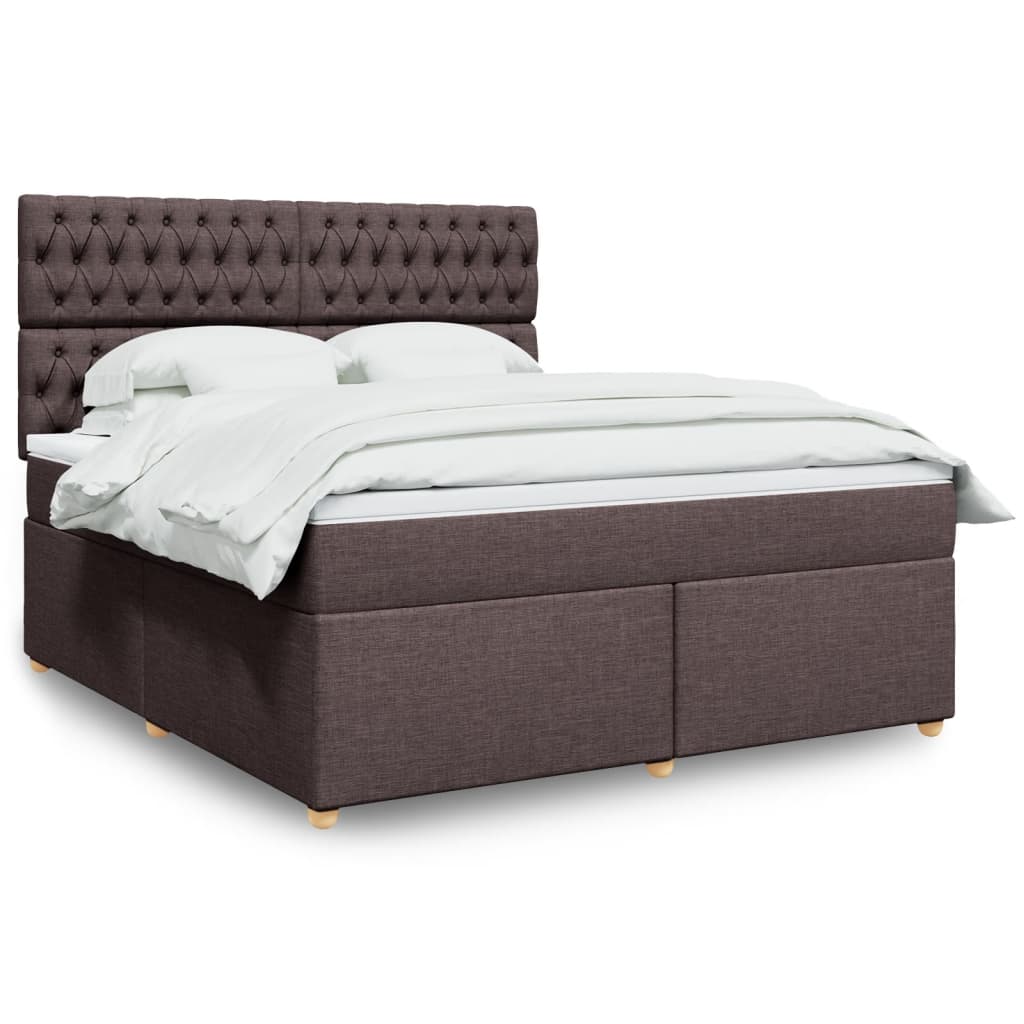Κρεβάτι Boxspring με Στρώμα Σκούρο Καφέ 180x200 εκ Υφασμάτινο