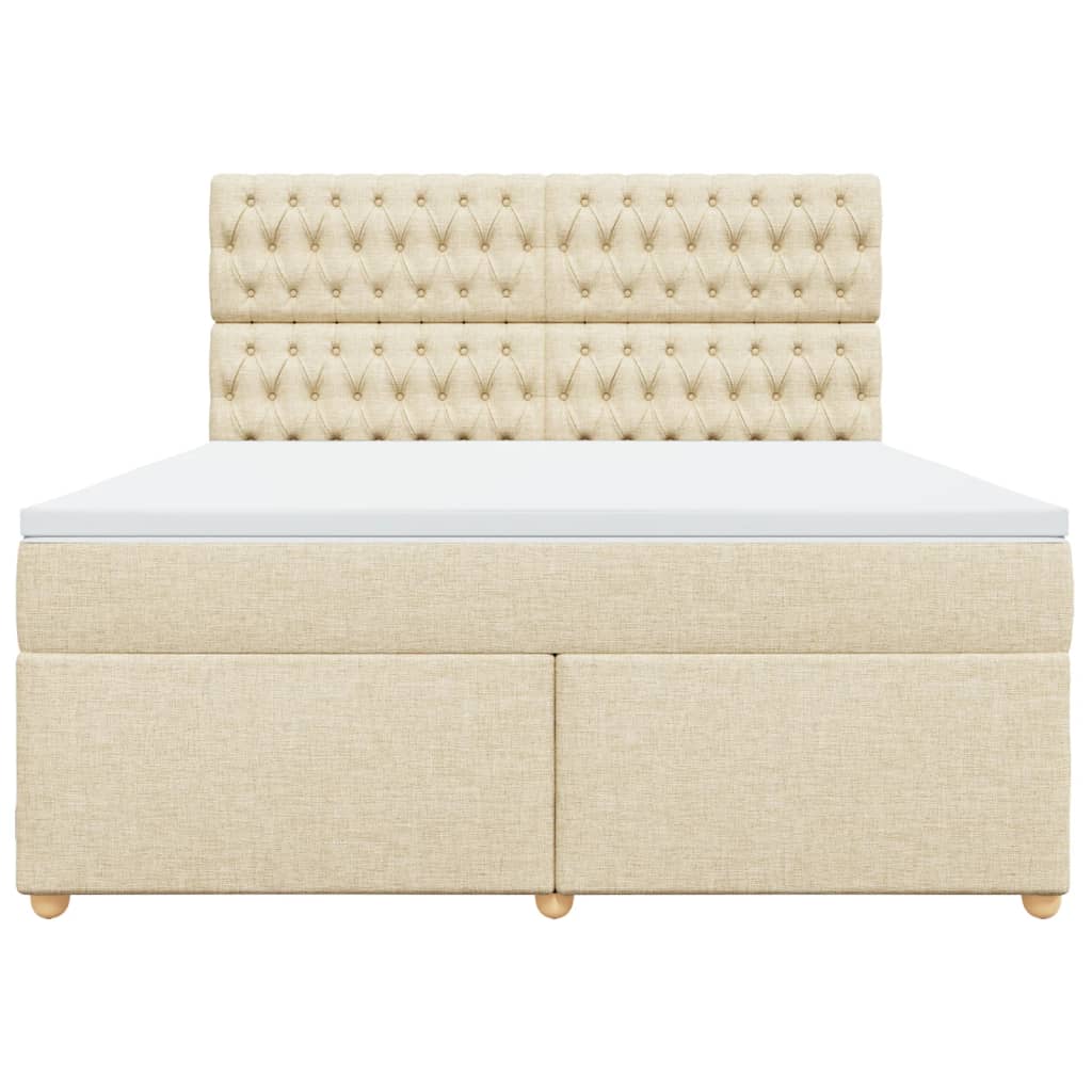 Κρεβάτι Boxspring με Στρώμα Κρεμ 180x200 εκ. Υφασμάτινο