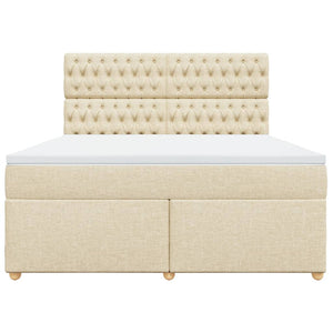 Κρεβάτι Boxspring με Στρώμα Κρεμ 180x200 εκ. Υφασμάτινο - Pakobazaar