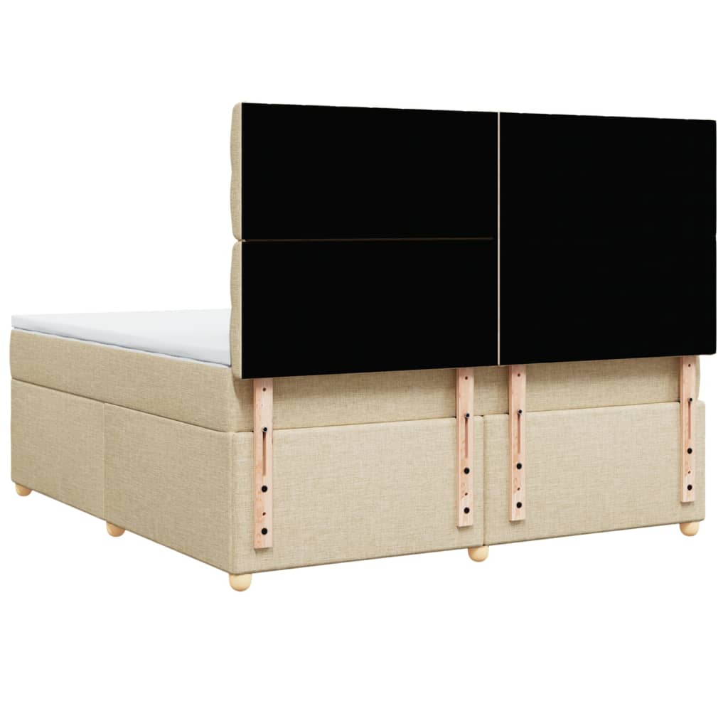 Κρεβάτι Boxspring με Στρώμα Κρεμ 180x200 εκ. Υφασμάτινο