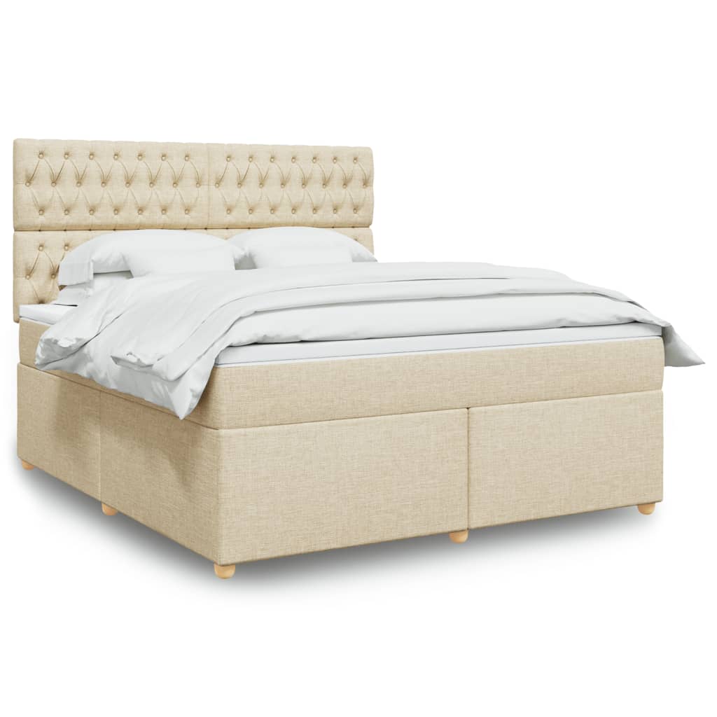 Κρεβάτι Boxspring με Στρώμα Κρεμ 180x200 εκ. Υφασμάτινο