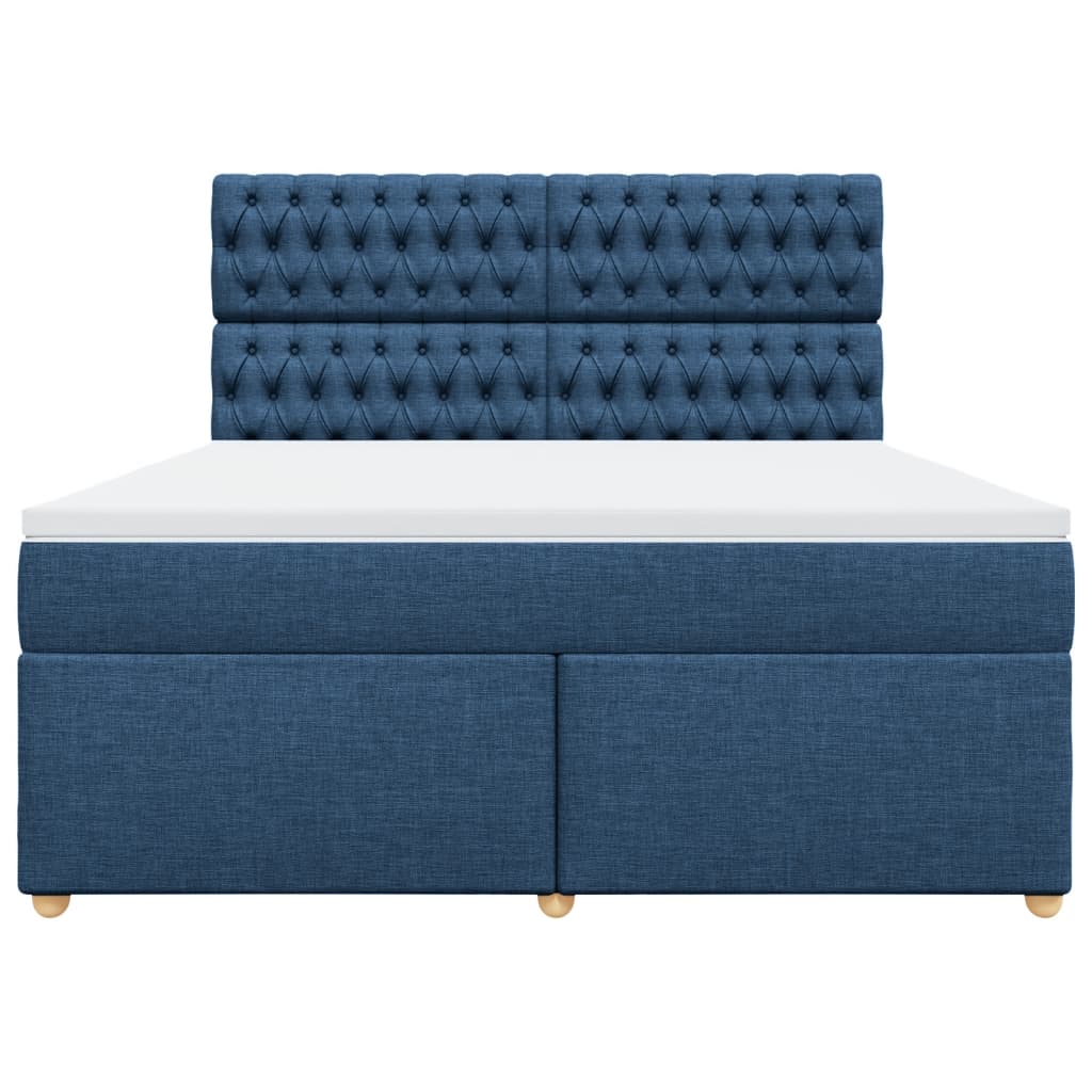 Κρεβάτι Boxspring με Στρώμα Μπλε 180x200 εκ. Υφασμάτινο