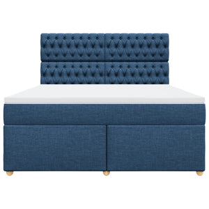 Κρεβάτι Boxspring με Στρώμα Μπλε 180x200 εκ. Υφασμάτινο
