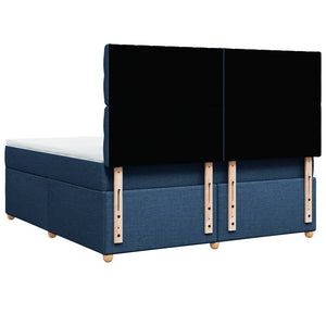Κρεβάτι Boxspring με Στρώμα Μπλε 180x200 εκ. Υφασμάτινο