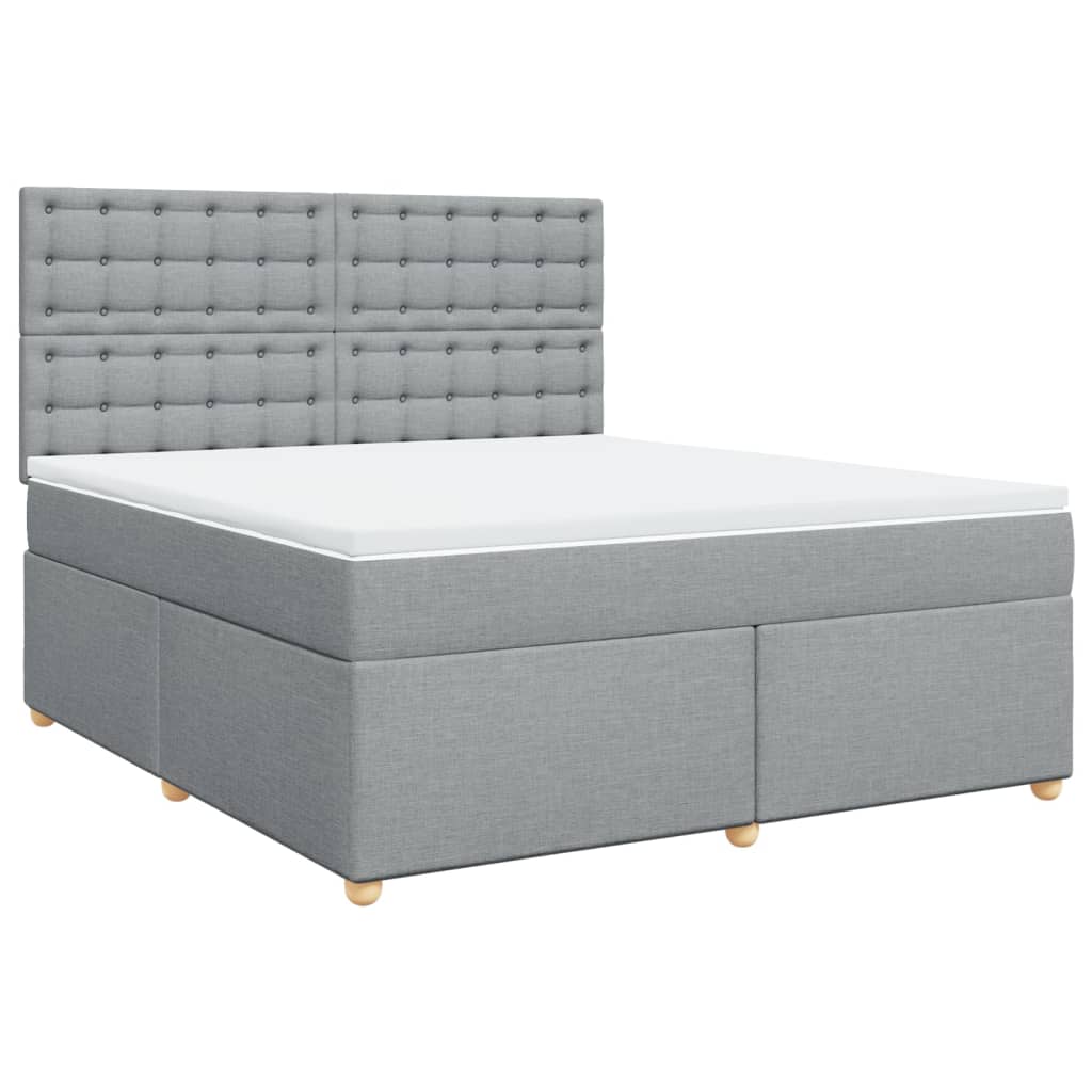 Κρεβάτι Boxspring με Στρώμα Ανοιχτό Γκρι 180x200 εκ. Υφασμάτινο