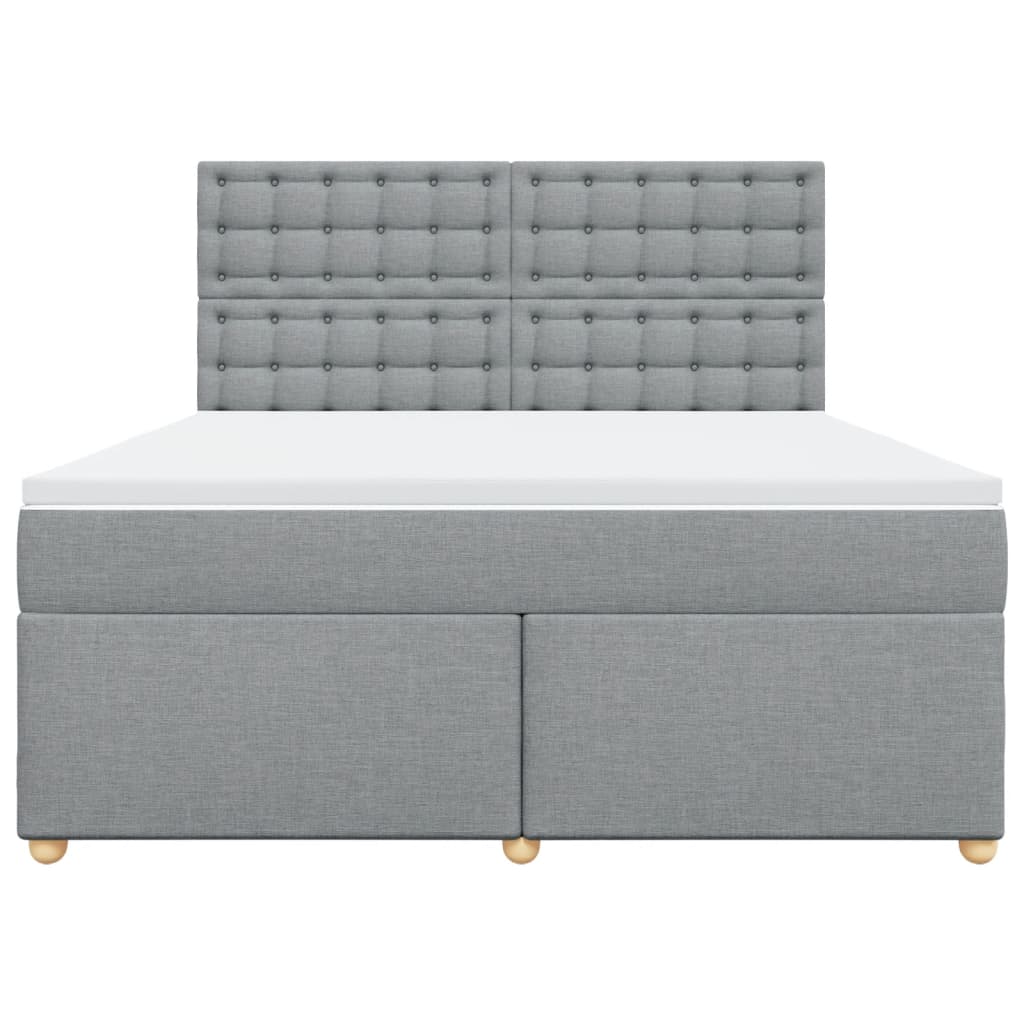 Κρεβάτι Boxspring με Στρώμα Ανοιχτό Γκρι 180x200 εκ. Υφασμάτινο