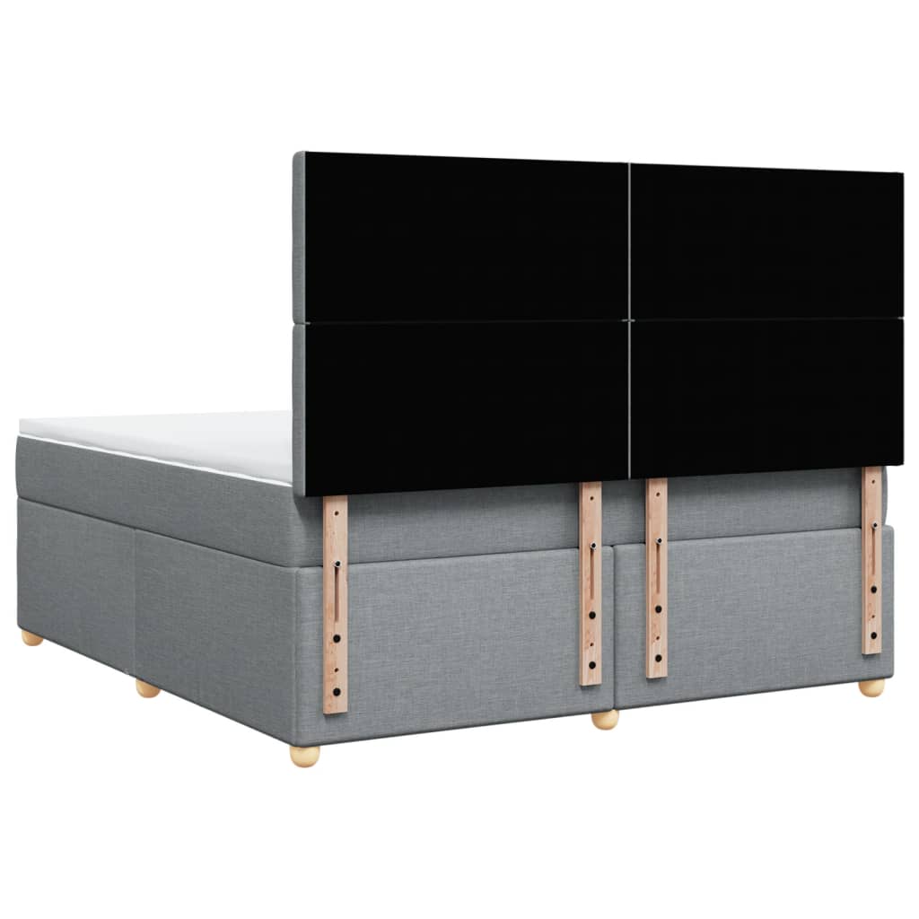 Κρεβάτι Boxspring με Στρώμα Ανοιχτό Γκρι 180x200 εκ. Υφασμάτινο