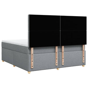 Κρεβάτι Boxspring με Στρώμα Ανοιχτό Γκρι 180x200 εκ. Υφασμάτινο