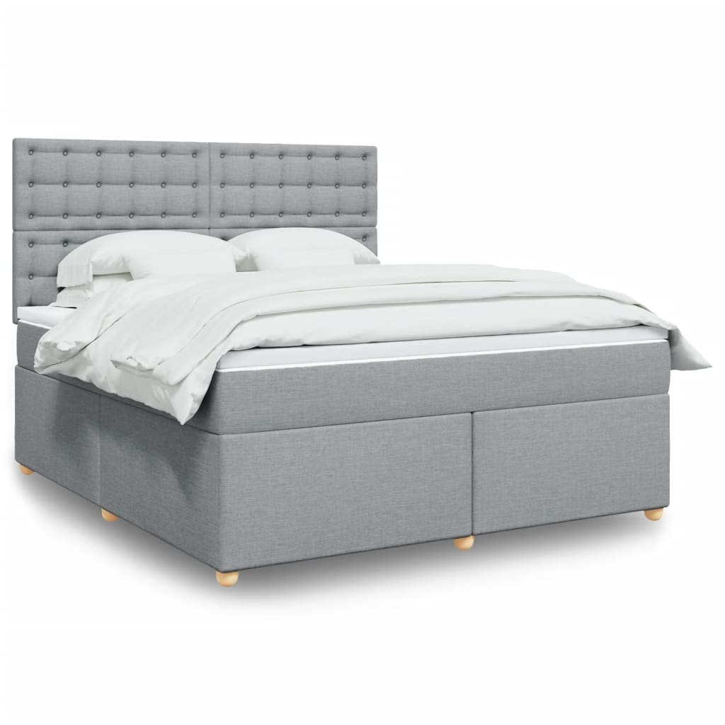 Κρεβάτι Boxspring με Στρώμα Ανοιχτό Γκρι 180x200 εκ. Υφασμάτινο