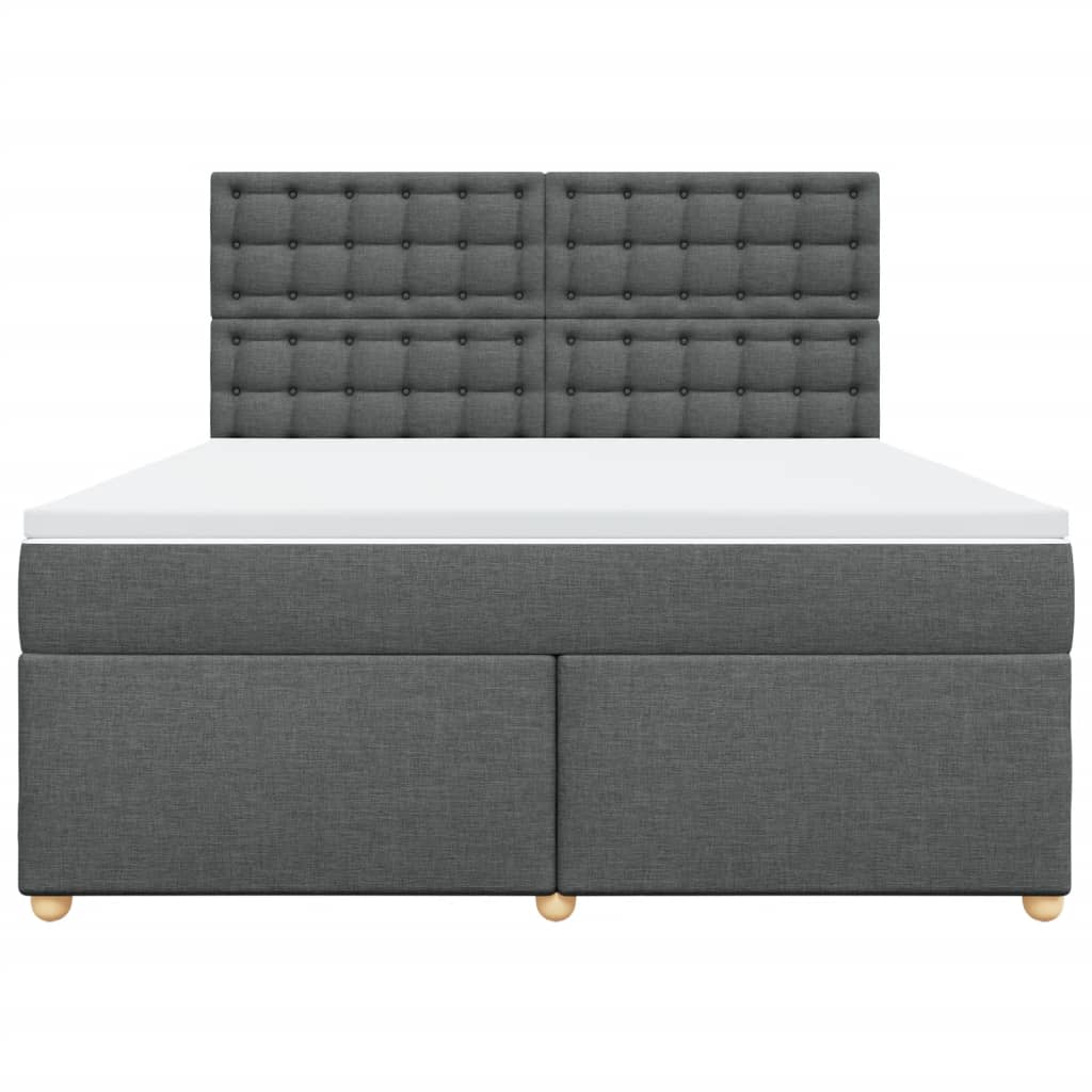 Κρεβάτι Boxspring με Στρώμα Σκούρο Γκρι 180x200 εκ Υφασμάτιν