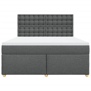 Κρεβάτι Boxspring με Στρώμα Σκούρο Γκρι 180x200 εκ Υφασμάτιν