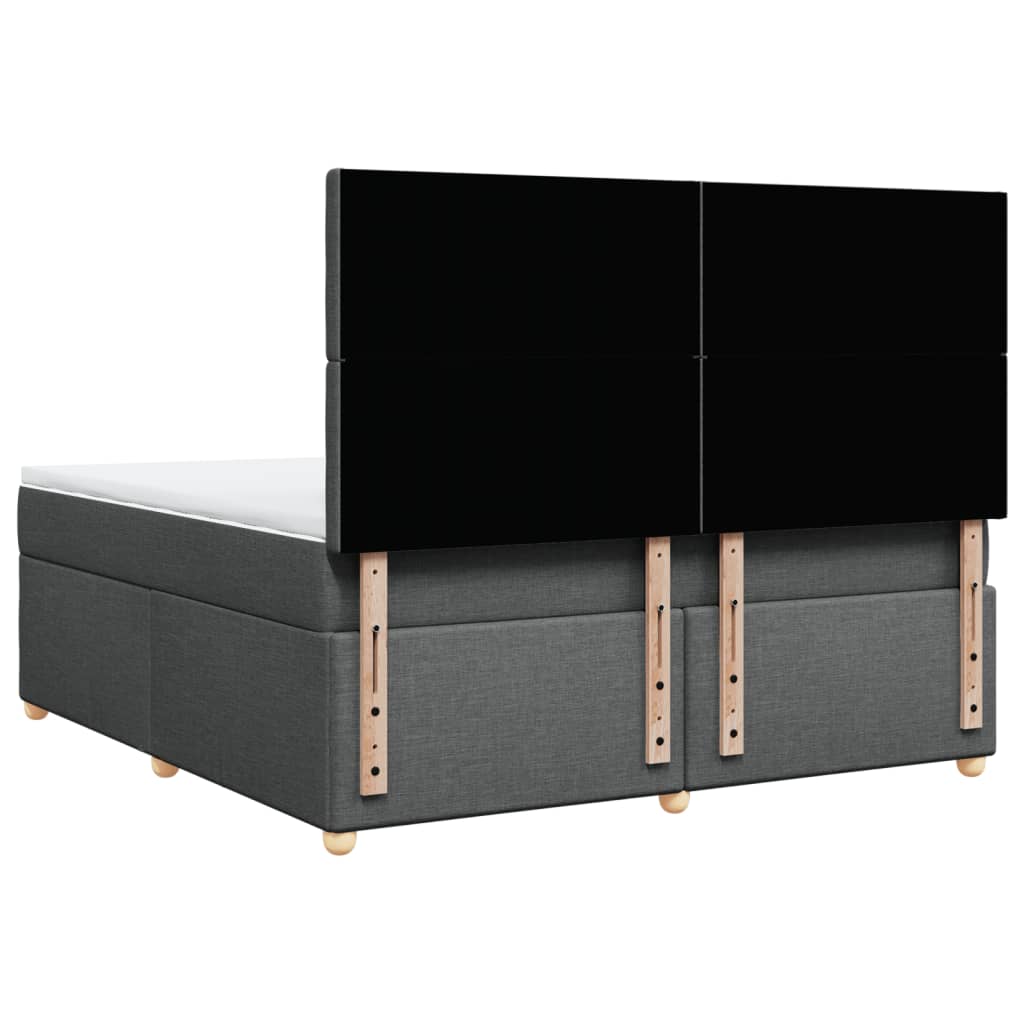 Κρεβάτι Boxspring με Στρώμα Σκούρο Γκρι 180x200 εκ Υφασμάτιν