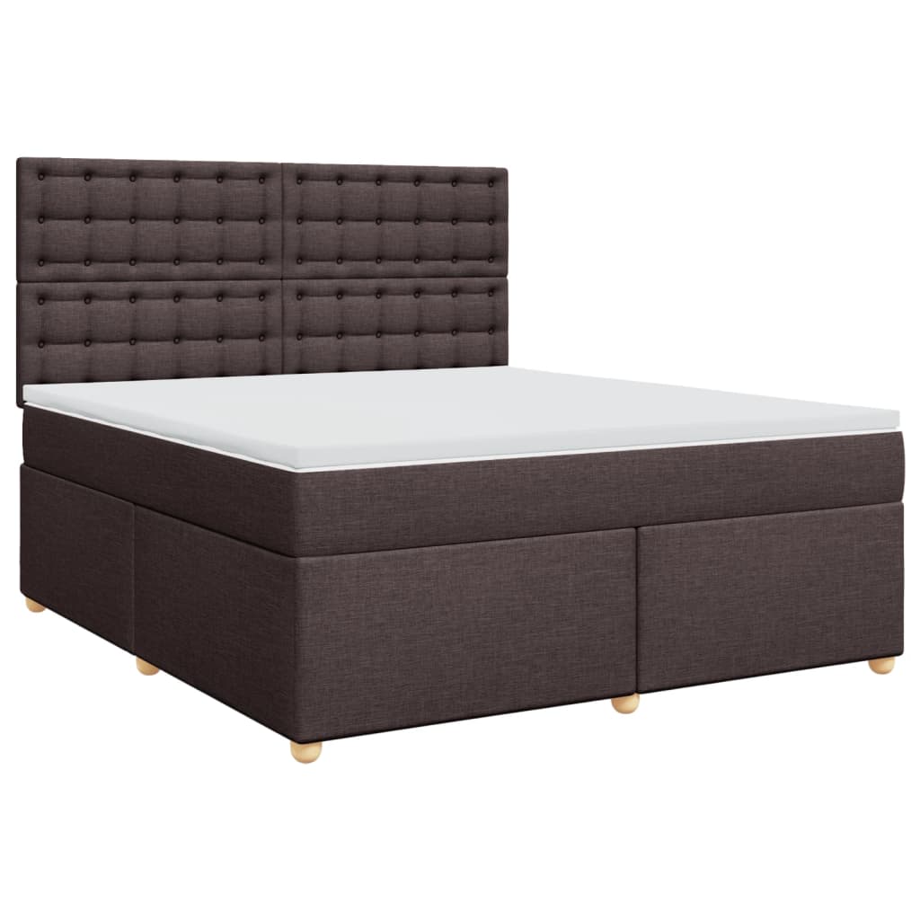 Κρεβάτι Boxspring με Στρώμα Σκούρο Καφέ 180x200 εκ Υφασμάτινο