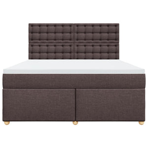 Κρεβάτι Boxspring με Στρώμα Σκούρο Καφέ 180x200 εκ Υφασμάτινο