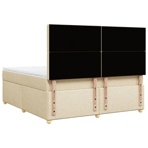 Κρεβάτι Boxspring με Στρώμα Κρεμ 180x200 εκ. Υφασμάτινο - Pakobazaar
