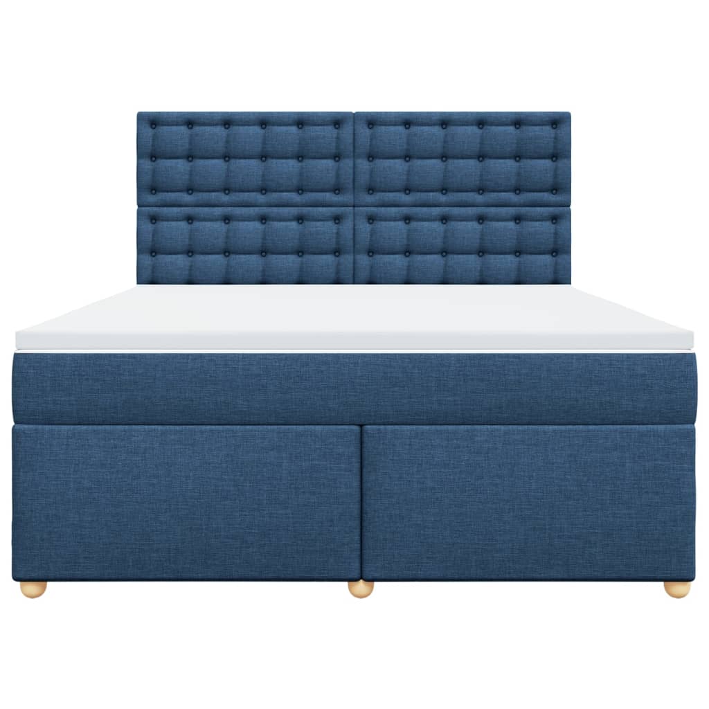 Κρεβάτι Boxspring με Στρώμα Μπλε 180x200 εκ. Υφασμάτινο