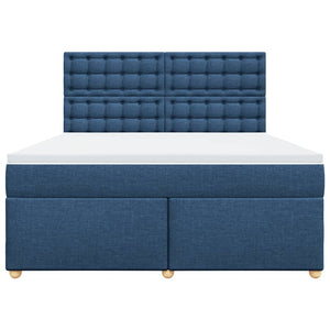 Κρεβάτι Boxspring με Στρώμα Μπλε 180x200 εκ. Υφασμάτινο